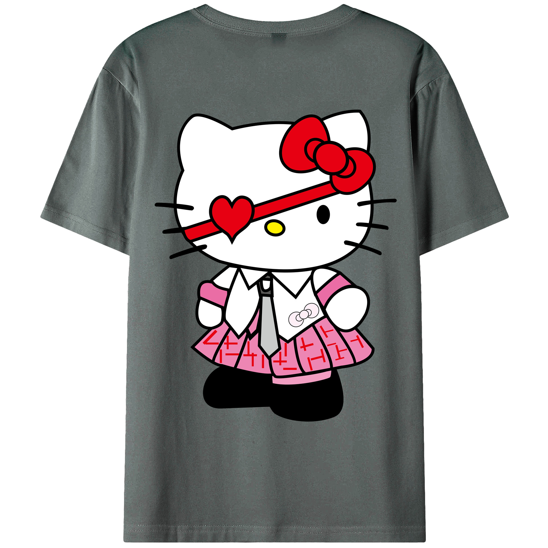 （画像用） Hello Kitty ハローキティ 綿100％ メンズ半袖Tシャツ（バックプリント） 通気性